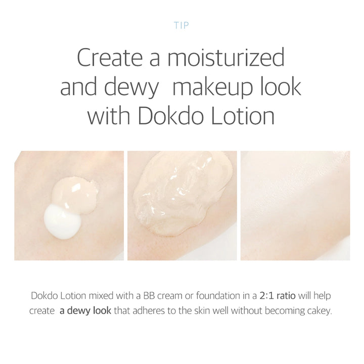 Tip: Mix the Korean Round Lab dokdo lotion with a bb cream for a glass skin makeup look